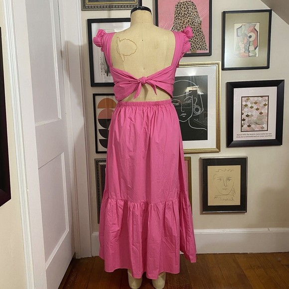 O.P.T one pretty time x revolve women's pink poplin midi ruffle dress NWT sz XS - Picture 4 of 8
